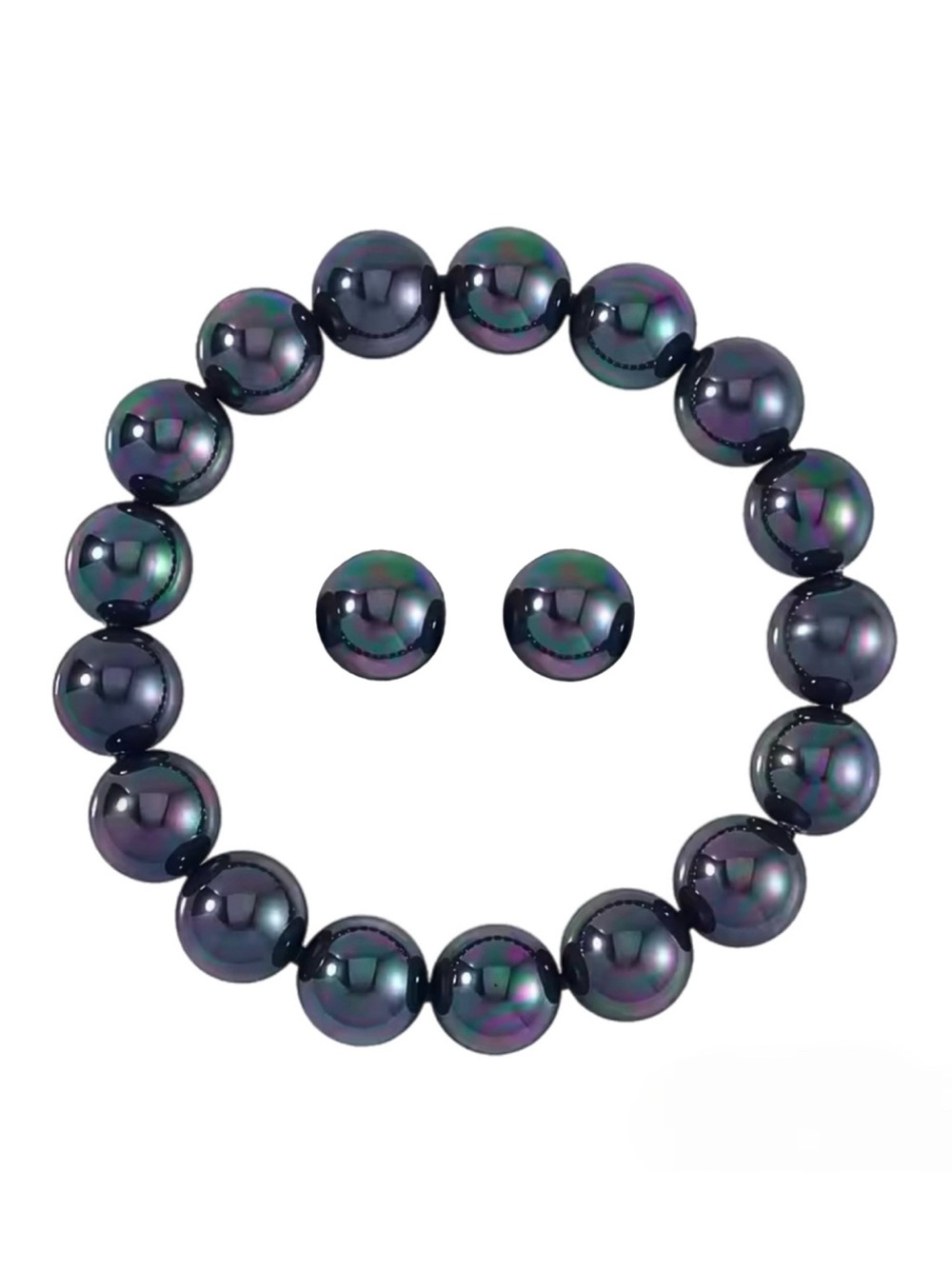 Black Pearl Bracelet & Earring Set